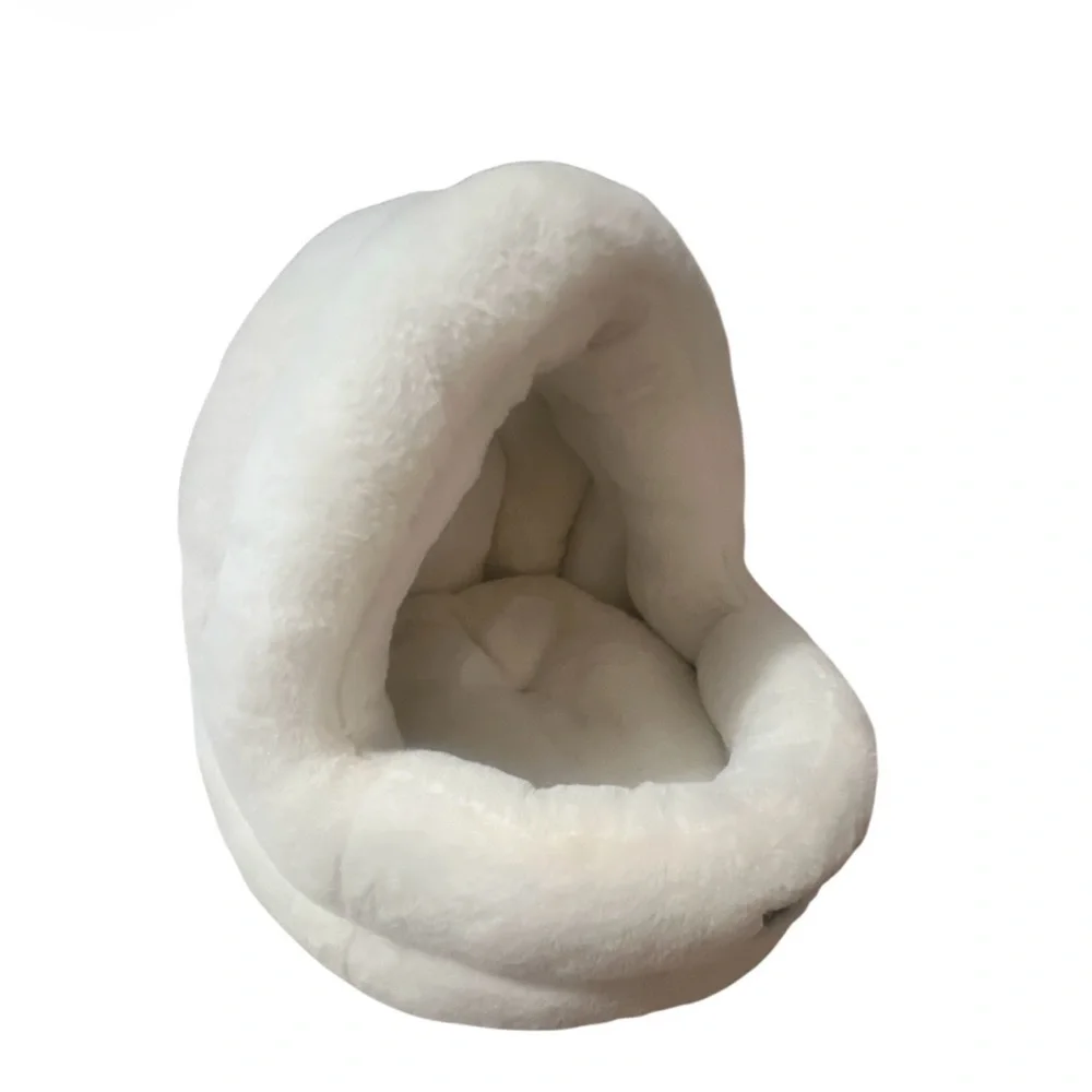Nandog White Plush Cat Dog Bed
